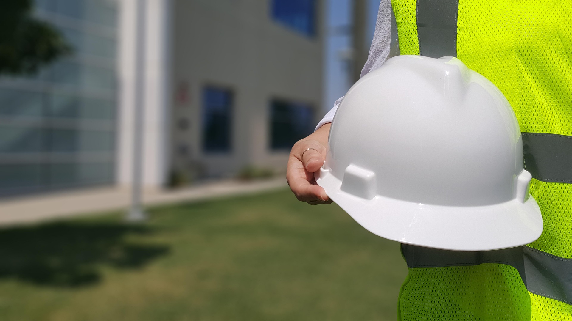 Fire engineer wearing a hard hat on site